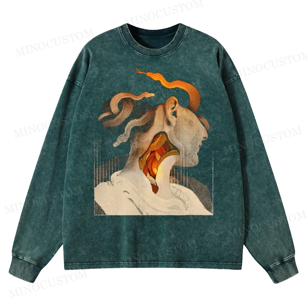 Percy Jackson and the Olympians Medusa Mythology Graphic Washed Long-Sleeved T-Shirt