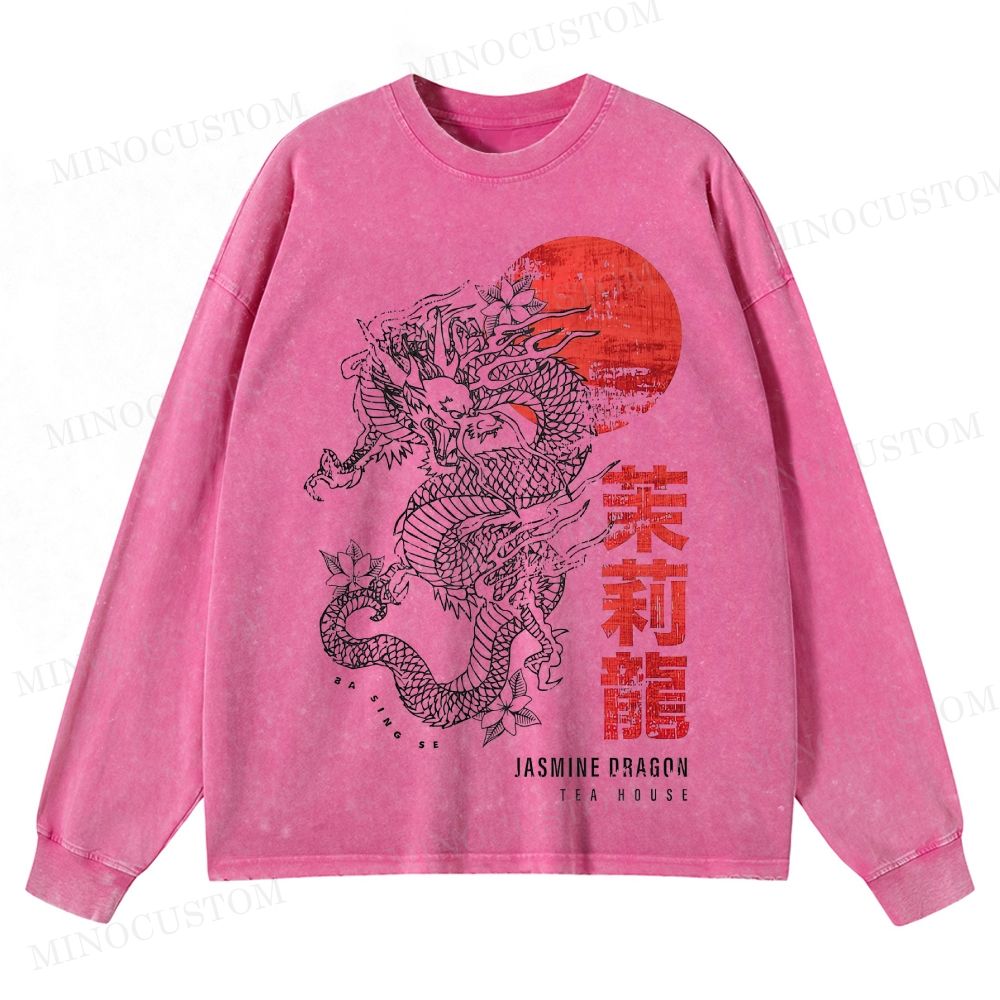 Avatar: The Last Airbender Jasmine Dragon Tea House Retro Graphic Washed Long-Sleeved T-Shirt