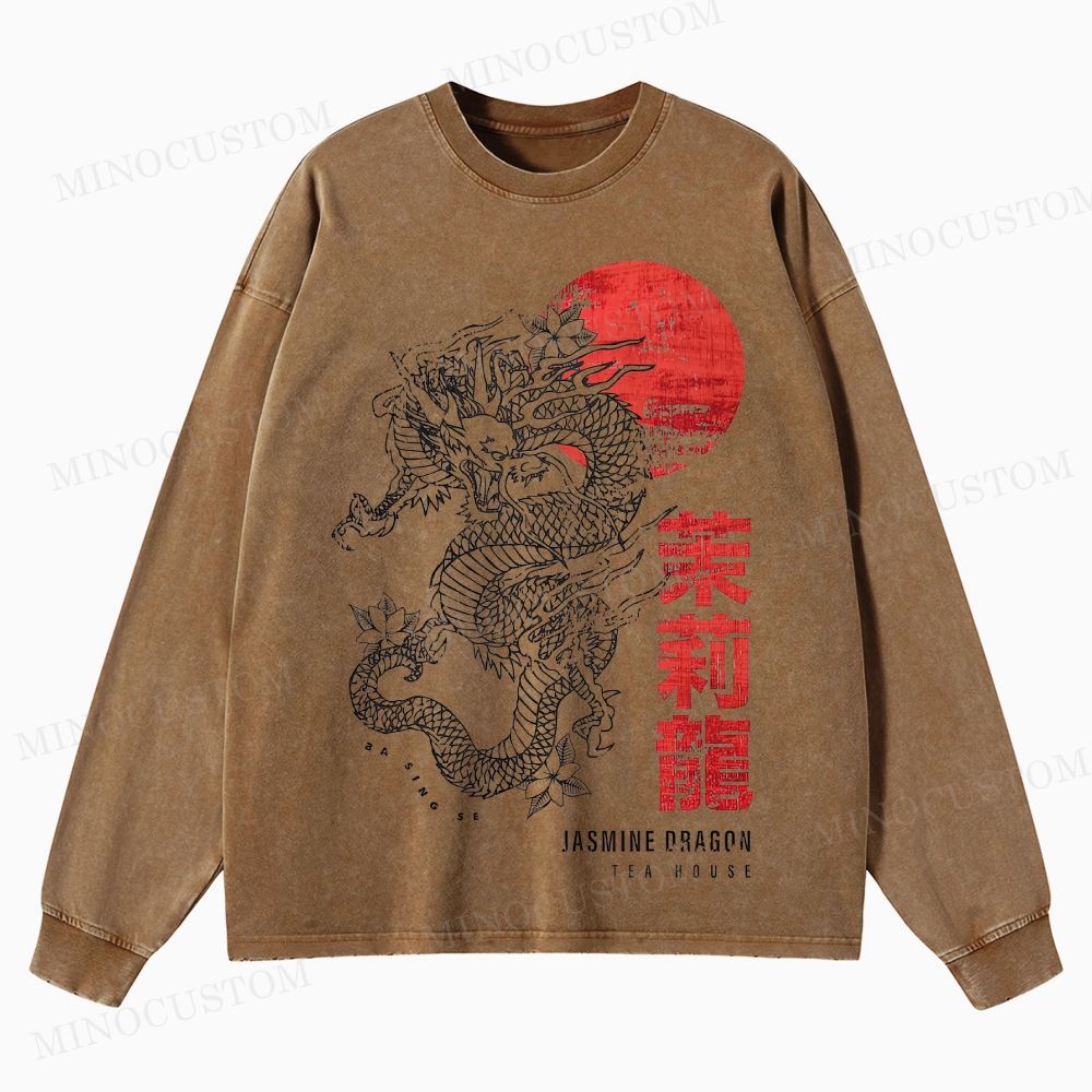 Avatar: The Last Airbender Jasmine Dragon Tea House Retro Graphic Washed Long-Sleeved T-Shirt