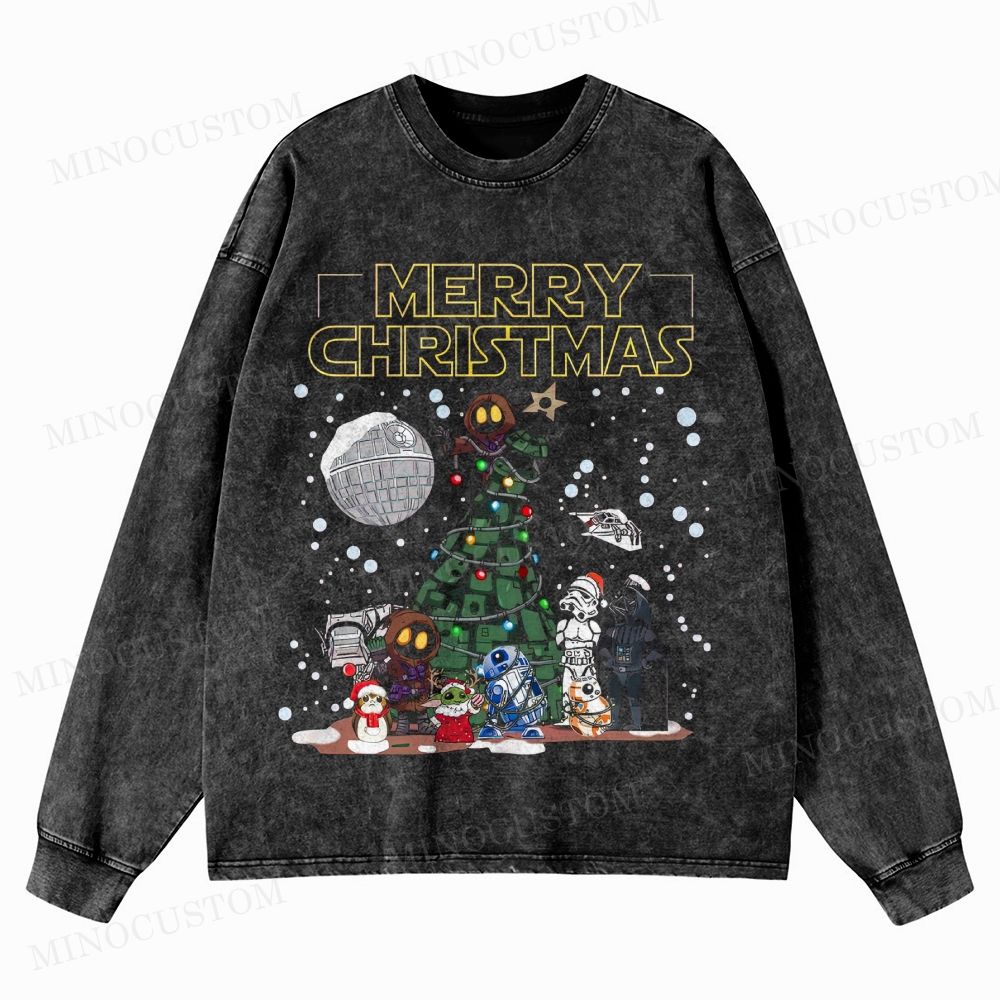 Star Wars Holiday Special Retro Collage Graphic Washed Long-Sleeved T-Shirt 