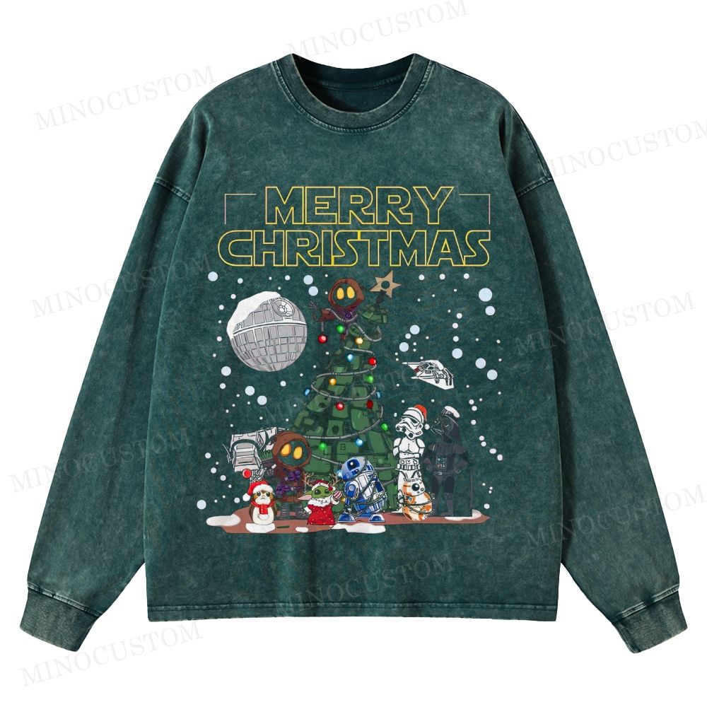 Star Wars Holiday Special Retro Collage Graphic Washed Long-Sleeved T-Shirt 