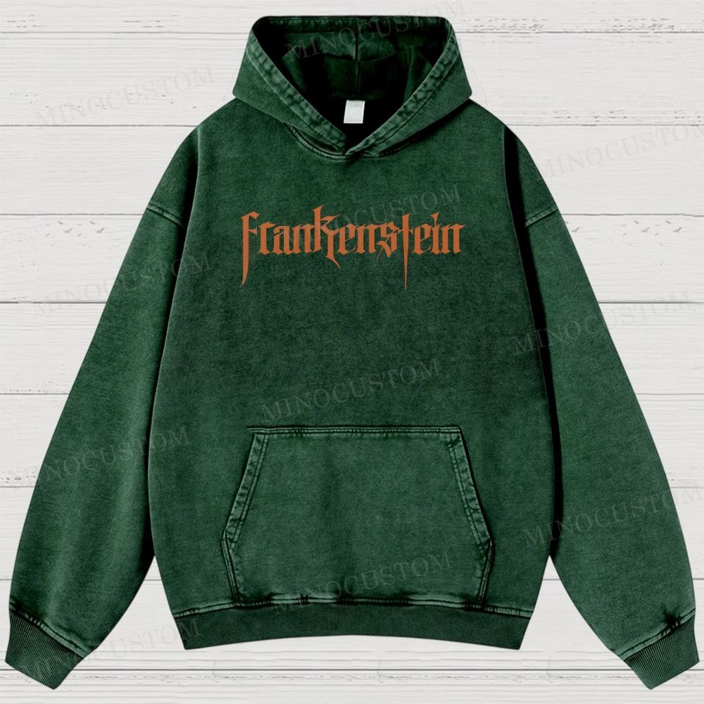 Frankenstein (2025) Gothic Horror Retro Collage Graphic Washed Hoodies