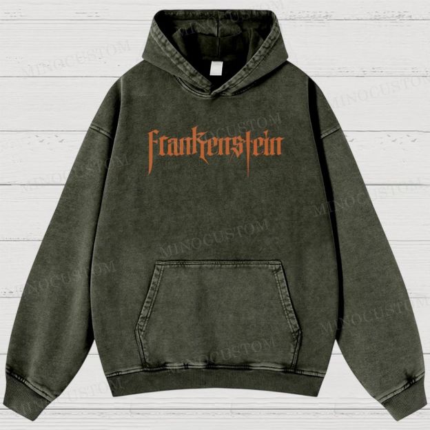 Frankenstein (2025) Gothic Horror Retro Collage Graphic Washed Hoodies