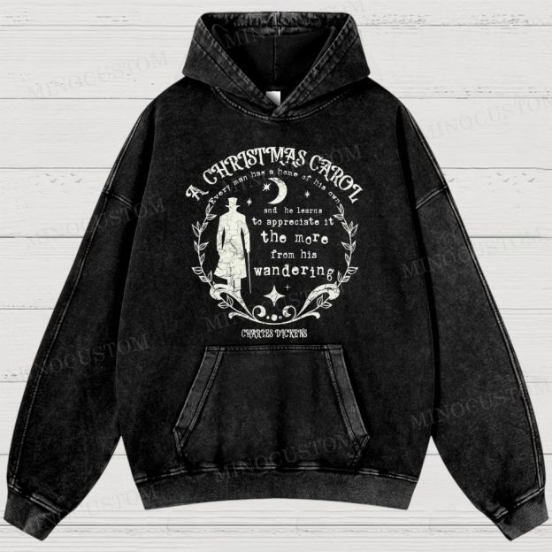 A Christmas Carol Classic Drama Retro Literary Quote Graphic Washed Hoodies