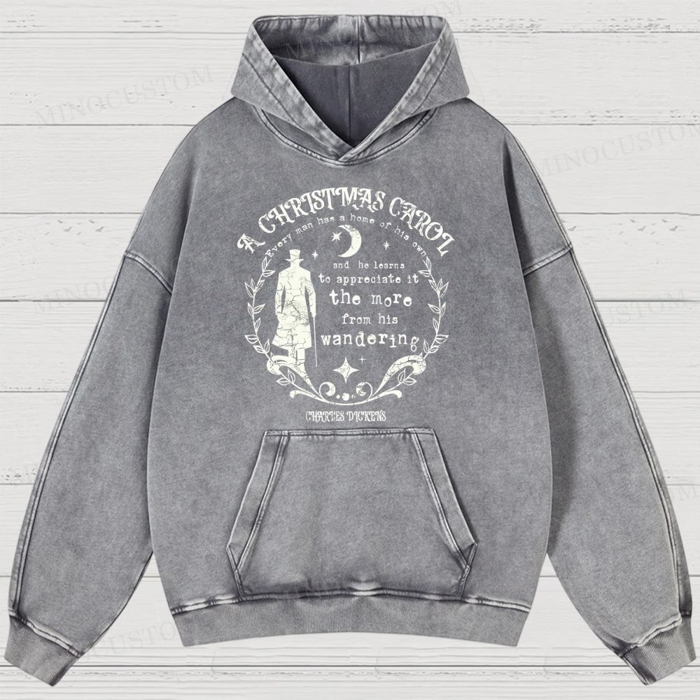 A Christmas Carol Classic Drama Retro Literary Quote Graphic Washed Hoodies