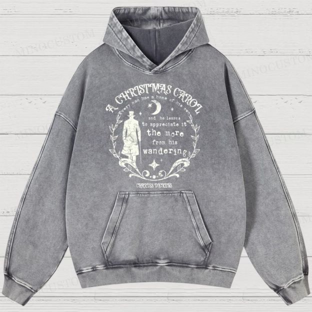 A Christmas Carol Classic Drama Retro Literary Quote Graphic Washed Hoodies