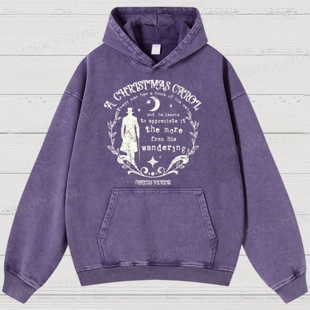A Christmas Carol Classic Drama Retro Literary Quote Graphic Washed Hoodies