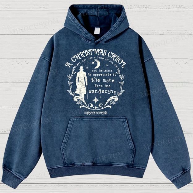 A Christmas Carol Classic Drama Retro Literary Quote Graphic Washed Hoodies
