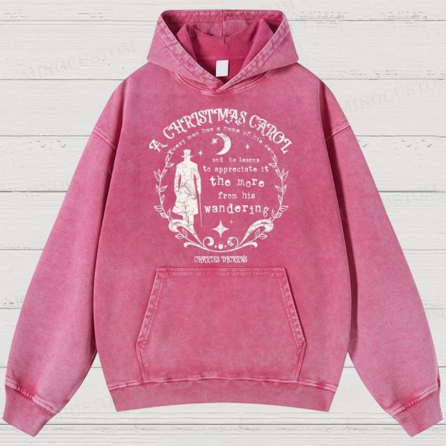 A Christmas Carol Classic Drama Retro Literary Quote Graphic Washed Hoodies