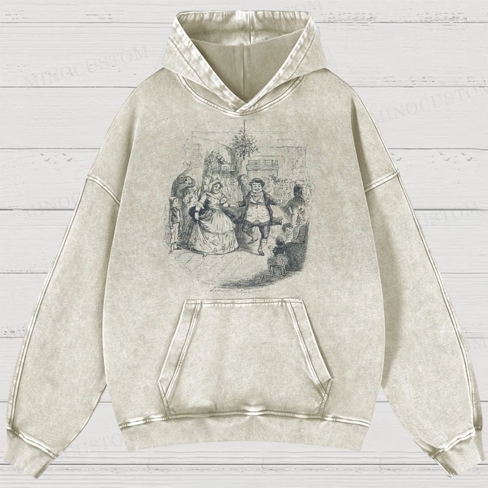 A Christmas Carol Classic Literary Retro Illustration Graphic Washed Hoodies