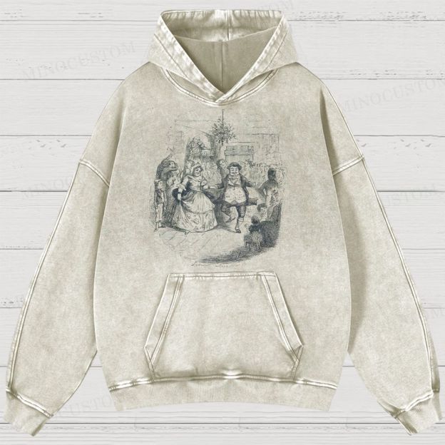A Christmas Carol Classic Literary Retro Illustration Graphic Washed Hoodies
