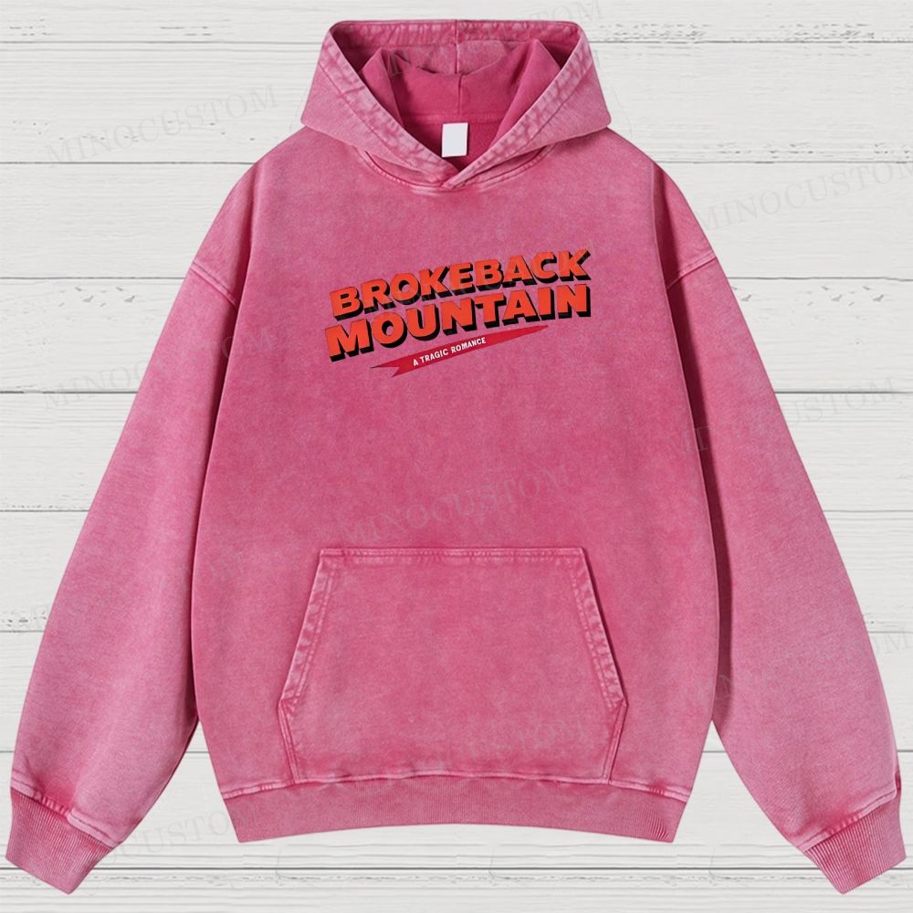 Brokeback Mountain Romantic Drama Retro Portrait & Quote Graphic Washed Hoodies