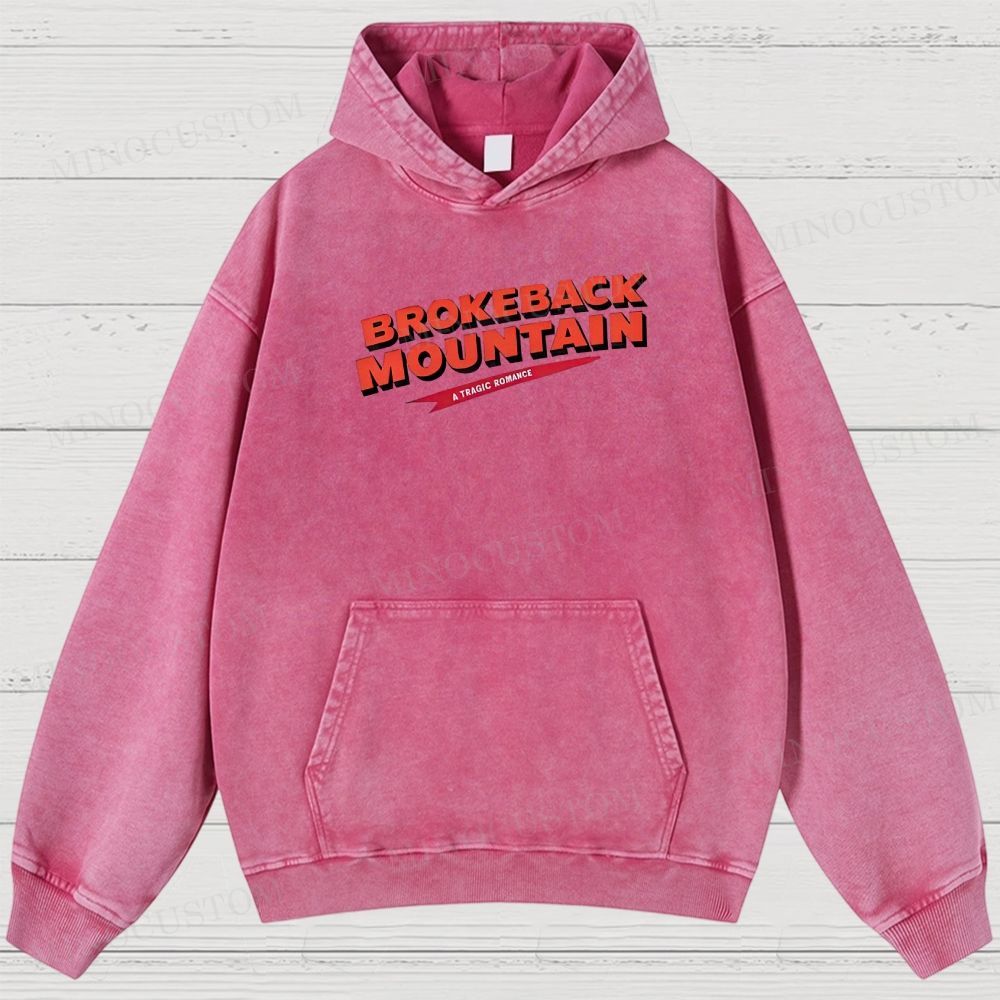 Brokeback Mountain Romantic Drama Retro Portrait & Quote Graphic Washed Hoodies