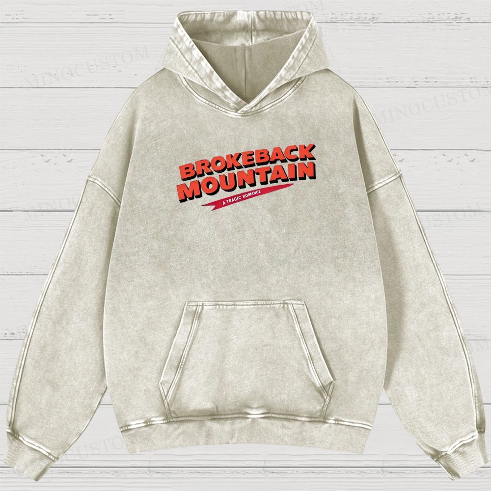Brokeback Mountain Romantic Drama Retro Portrait & Quote Graphic Washed Hoodies