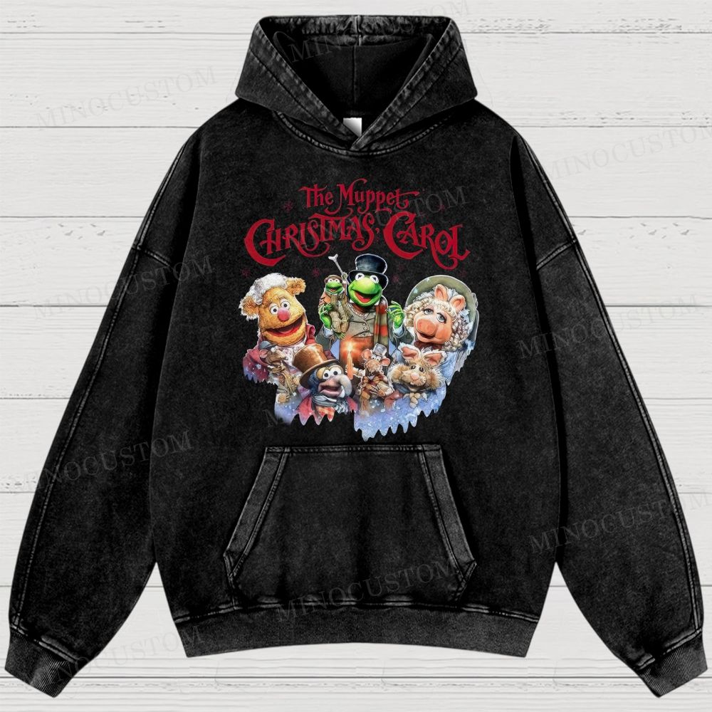 The Muppet Christmas Carol Family Fantasy Retro Muppet Collage Graphic Washed Hoodies 