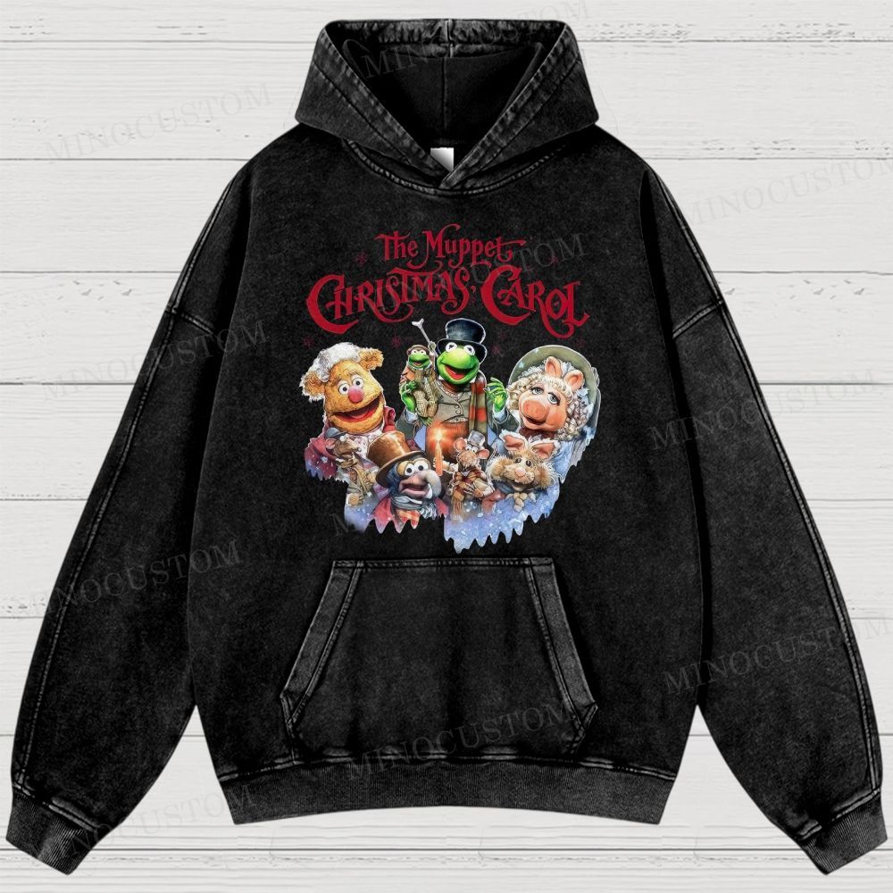 The Muppet Christmas Carol Family Fantasy Retro Muppet Collage Graphic Washed Hoodies 