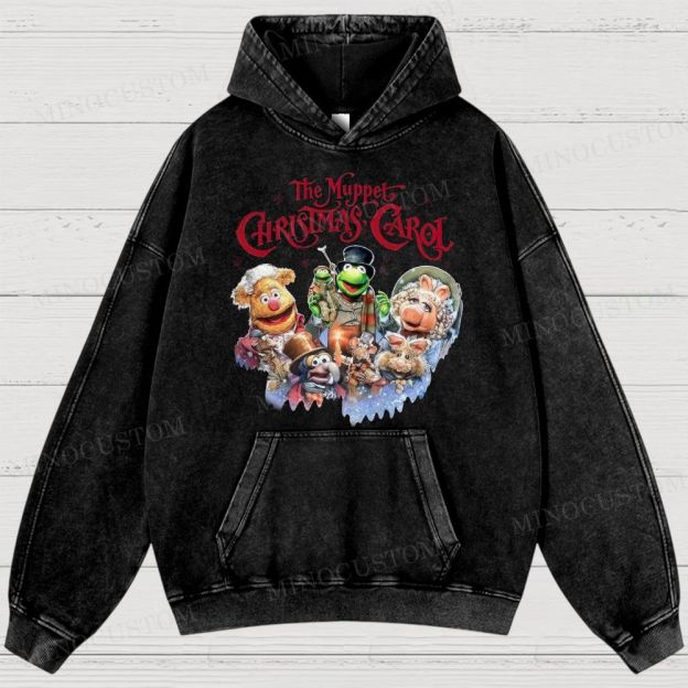 The Muppet Christmas Carol Family Fantasy Retro Muppet Collage Graphic Washed Hoodies 