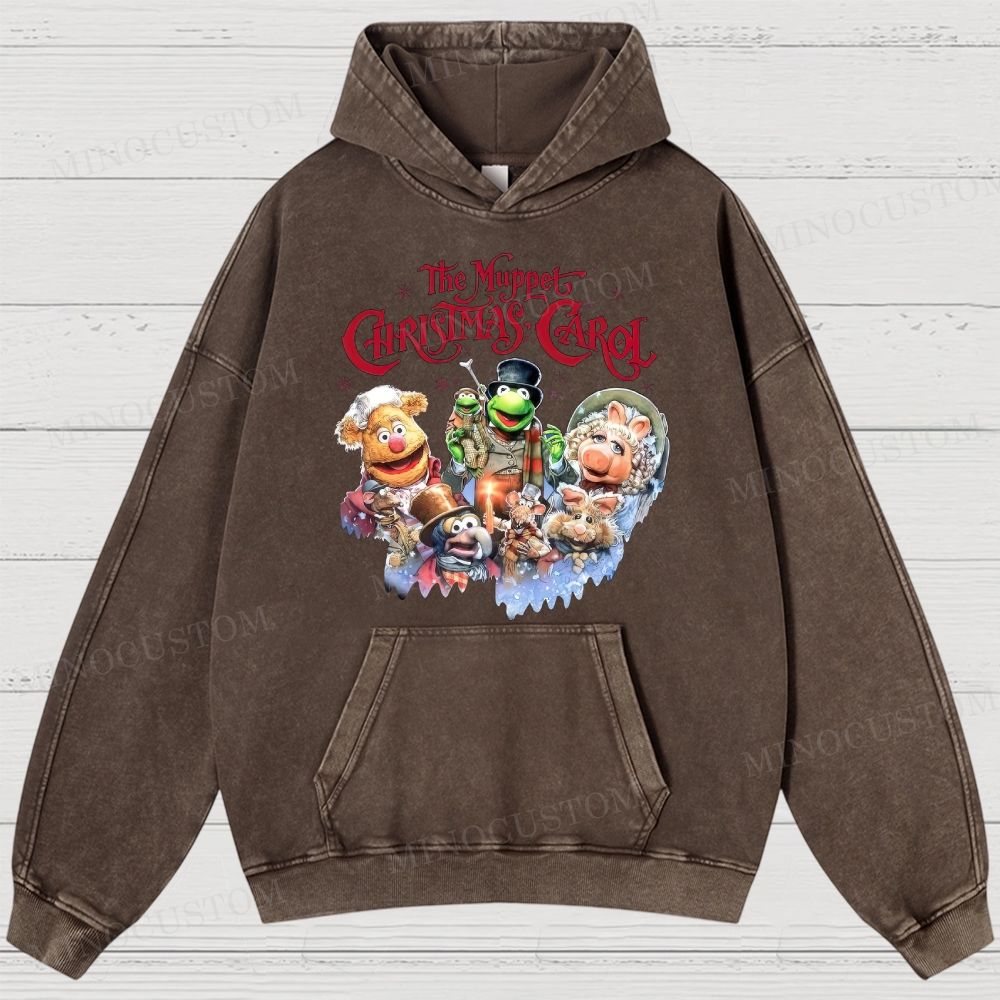 The Muppet Christmas Carol Family Fantasy Retro Muppet Collage Graphic Washed Hoodies 