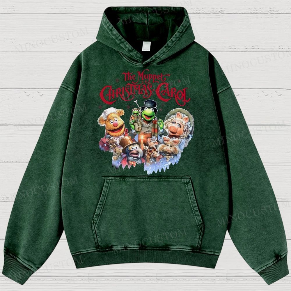 The Muppet Christmas Carol Family Fantasy Retro Muppet Collage Graphic Washed Hoodies
