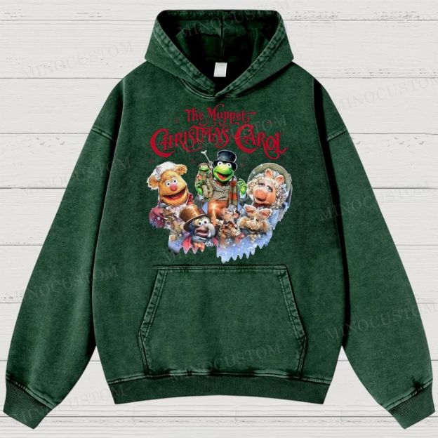 The Muppet Christmas Carol Family Fantasy Retro Muppet Collage Graphic Washed Hoodies 