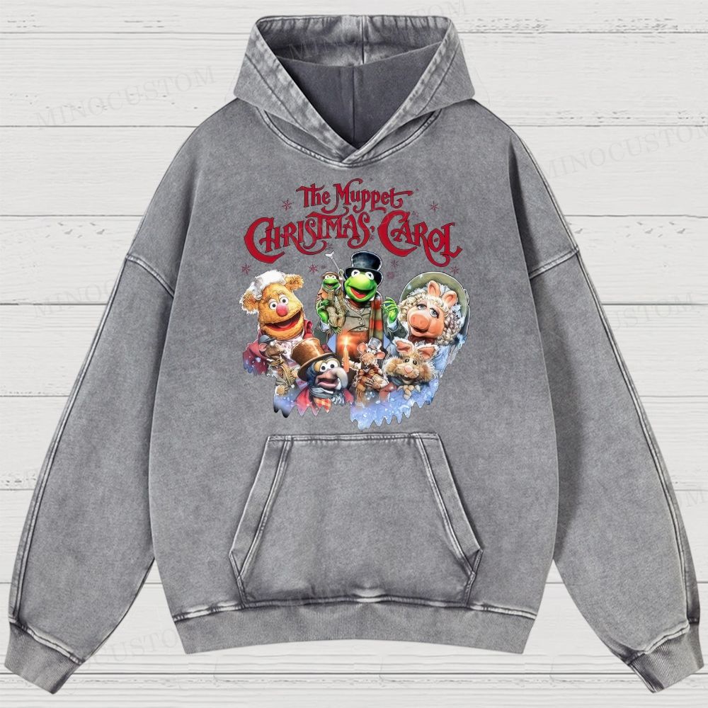 The Muppet Christmas Carol Family Fantasy Retro Muppet Collage Graphic Washed Hoodies 