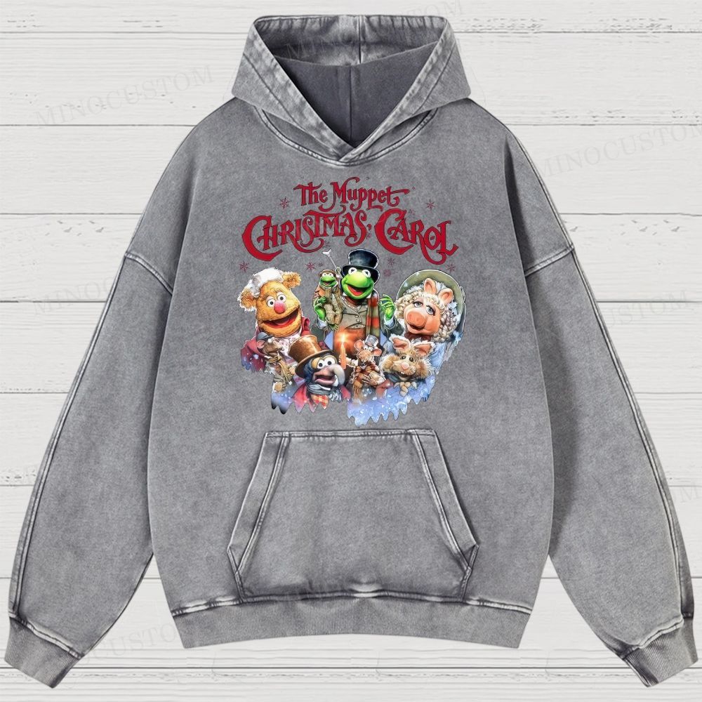 The Muppet Christmas Carol Family Fantasy Retro Muppet Collage Graphic Washed Hoodies 