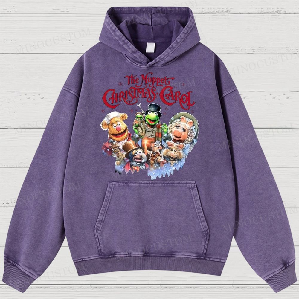 The Muppet Christmas Carol Family Fantasy Retro Muppet Collage Graphic Washed Hoodies 
