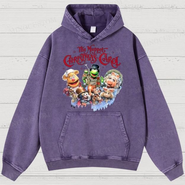 The Muppet Christmas Carol Family Fantasy Retro Muppet Collage Graphic Washed Hoodies 