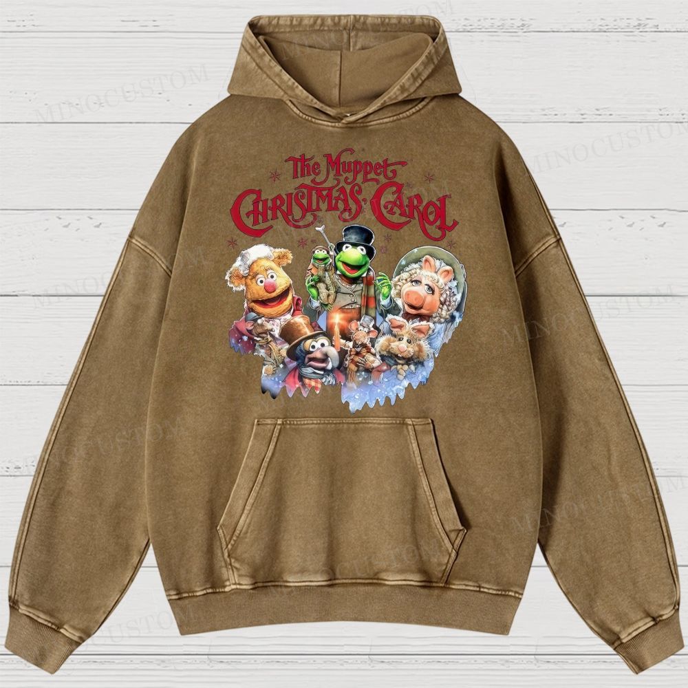 The Muppet Christmas Carol Family Fantasy Retro Muppet Collage Graphic Washed Hoodies 