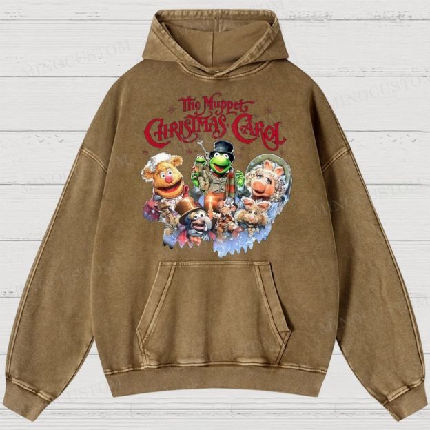 The Muppet Christmas Carol Family Fantasy Retro Muppet Collage Graphic Washed Hoodies 