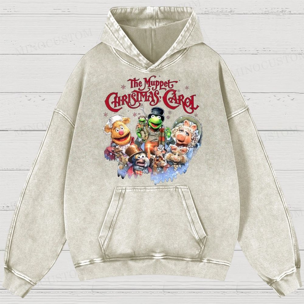 The Muppet Christmas Carol Family Fantasy Retro Muppet Collage Graphic Washed Hoodies 