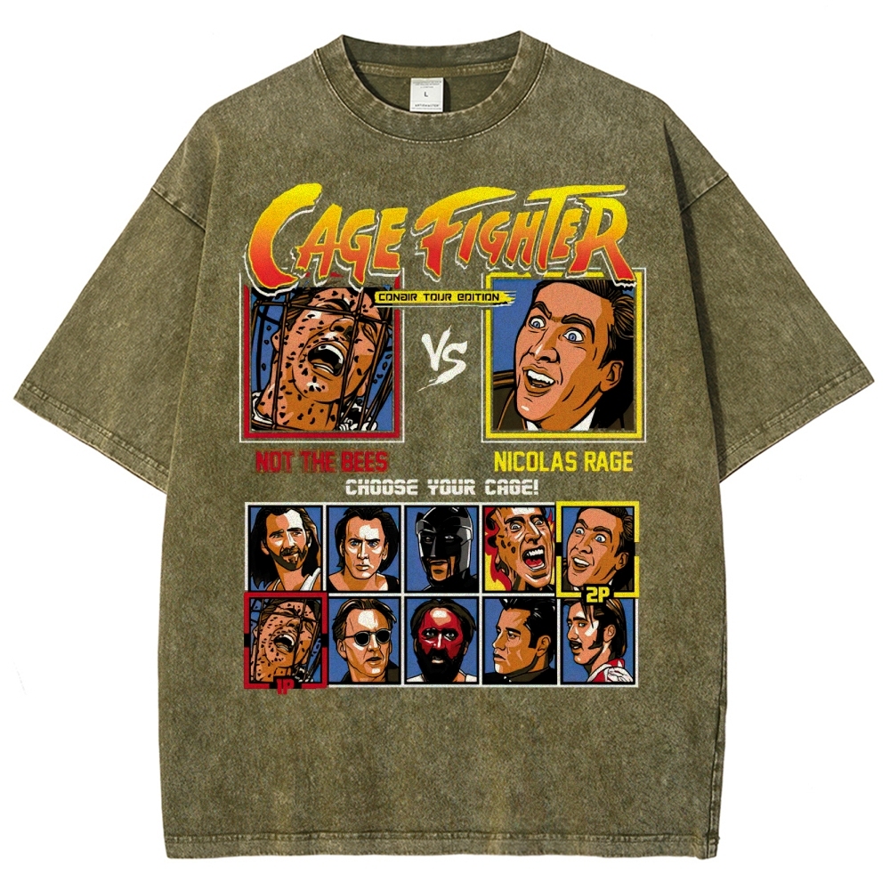 Cage Fighter Nicolas Cage Washed T-Shirt 
