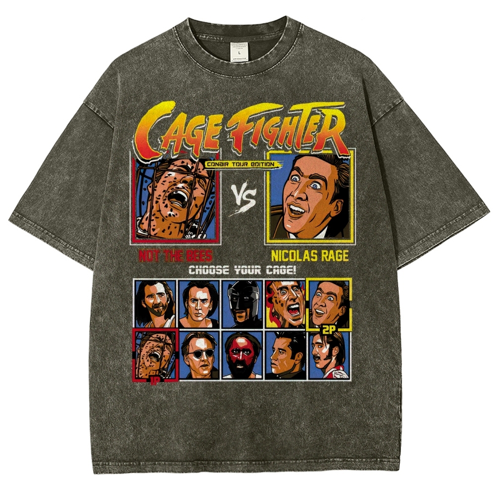 Cage Fighter Nicolas Cage Washed T-Shirt 