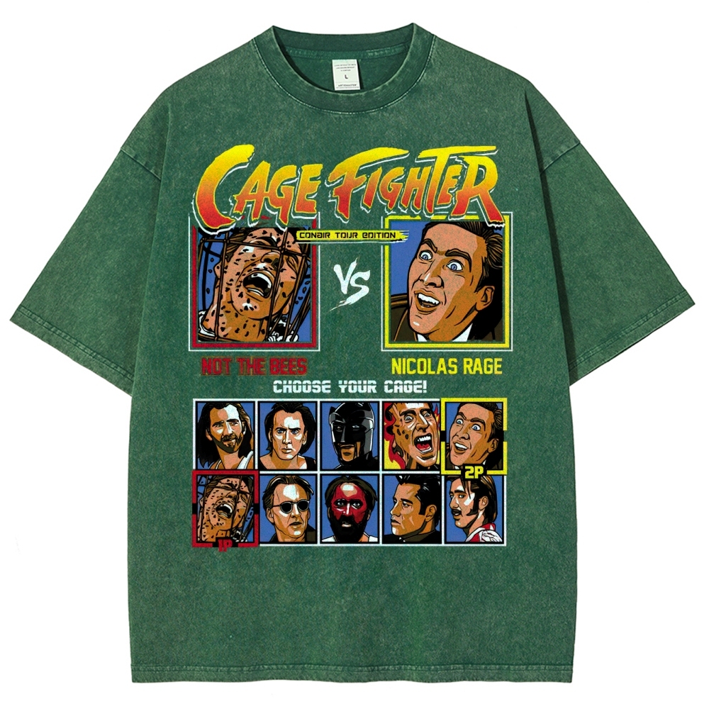 Cage Fighter Nicolas Cage Washed T-Shirt 