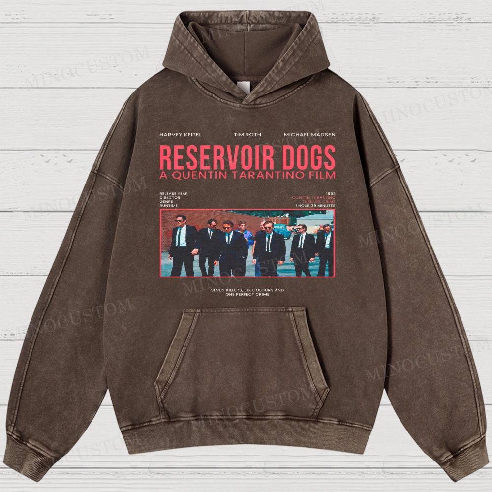 Reservoir Dogs Crime Thriller Retro Collage Graphic Washed Hoodies