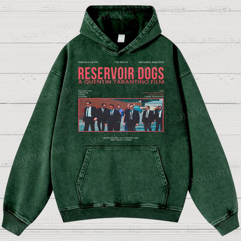 Reservoir Dogs Crime Thriller Retro Collage Graphic Washed Hoodies