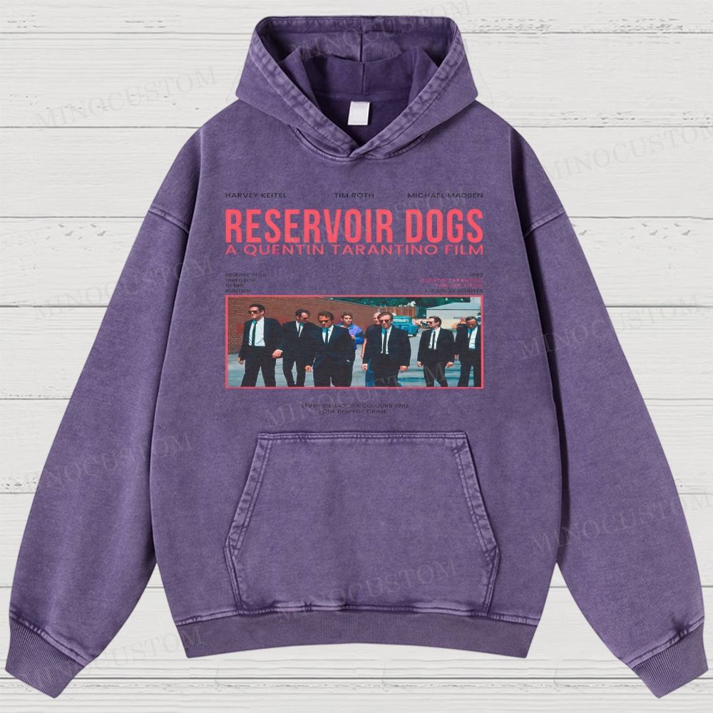 Reservoir Dogs Crime Thriller Retro Collage Graphic Washed Hoodies