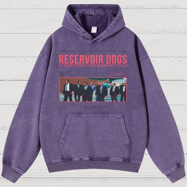 Reservoir Dogs Crime Thriller Retro Collage Graphic Washed Hoodies