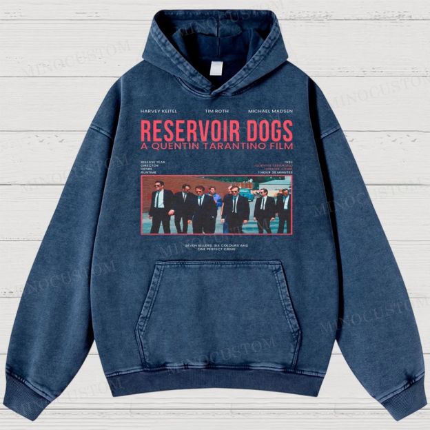 Reservoir Dogs Crime Thriller Retro Collage Graphic Washed Hoodies