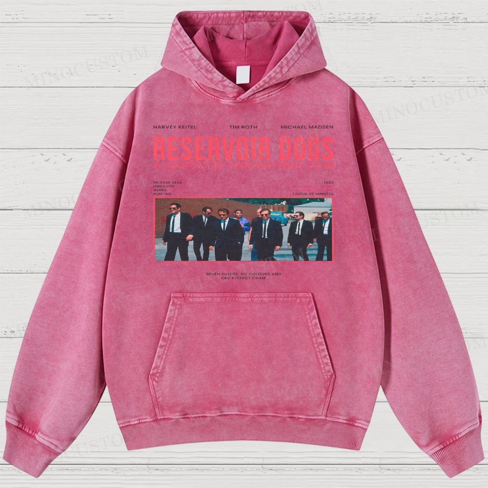 Reservoir Dogs Crime Thriller Retro Collage Graphic Washed Hoodies