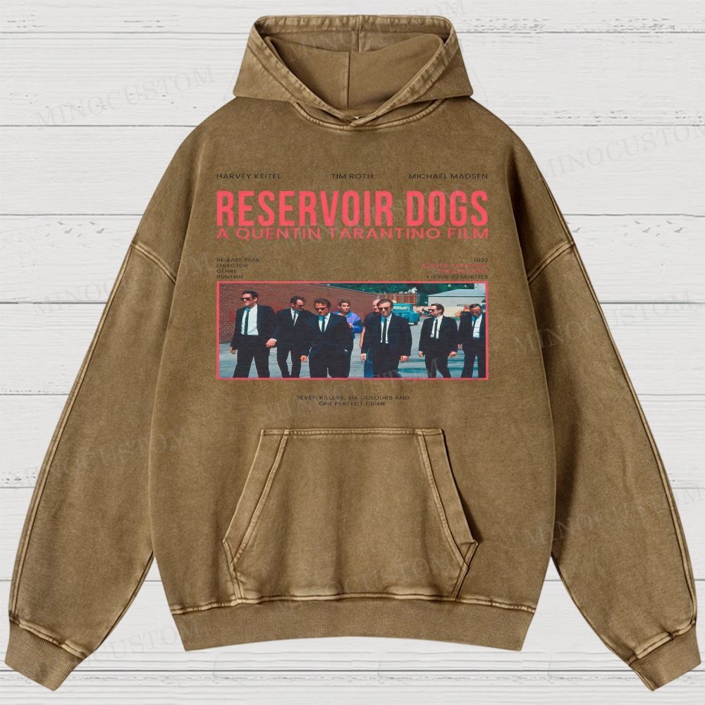 Reservoir Dogs Crime Thriller Retro Collage Graphic Washed Hoodies