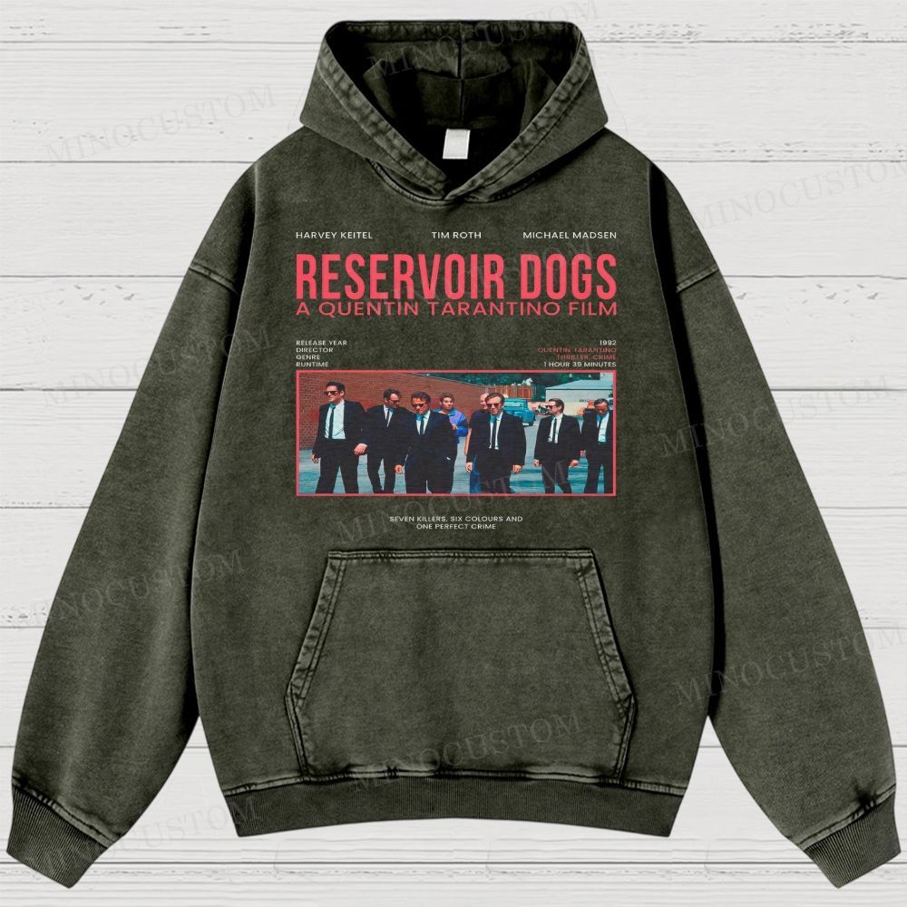 Reservoir Dogs Crime Thriller Retro Collage Graphic Washed Hoodies