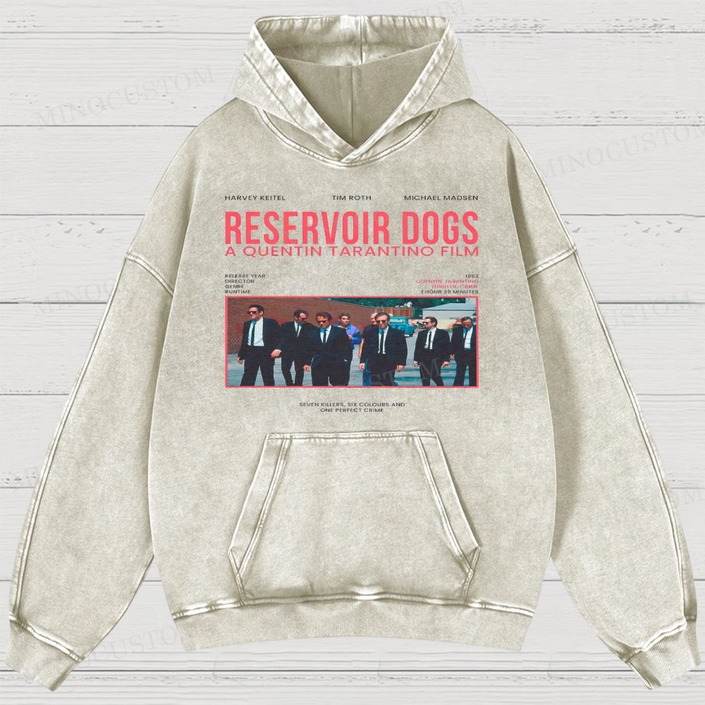 Reservoir Dogs Crime Thriller Retro Collage Graphic Washed Hoodies