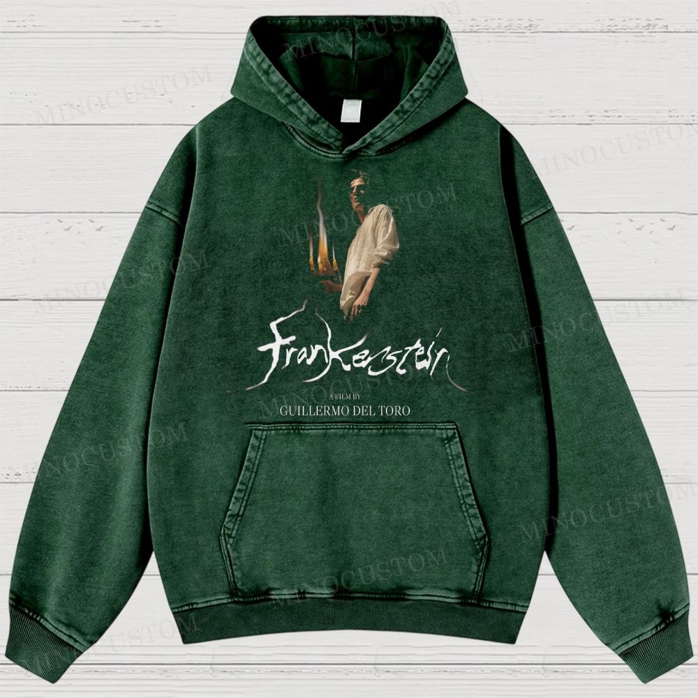 Frankenstein (2025) Gothic Horror Retro Portrait Graphic Washed Hoodies