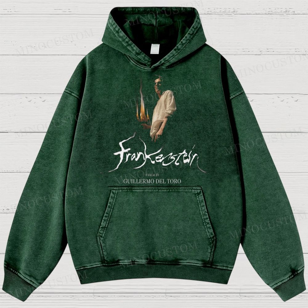 Frankenstein (2025) Gothic Horror Retro Portrait Graphic Washed Hoodies