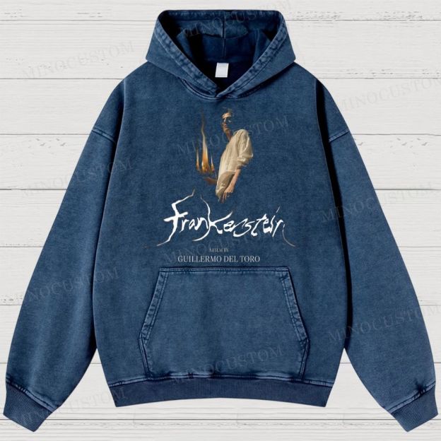 Frankenstein (2025) Gothic Horror Retro Portrait Graphic Washed Hoodies