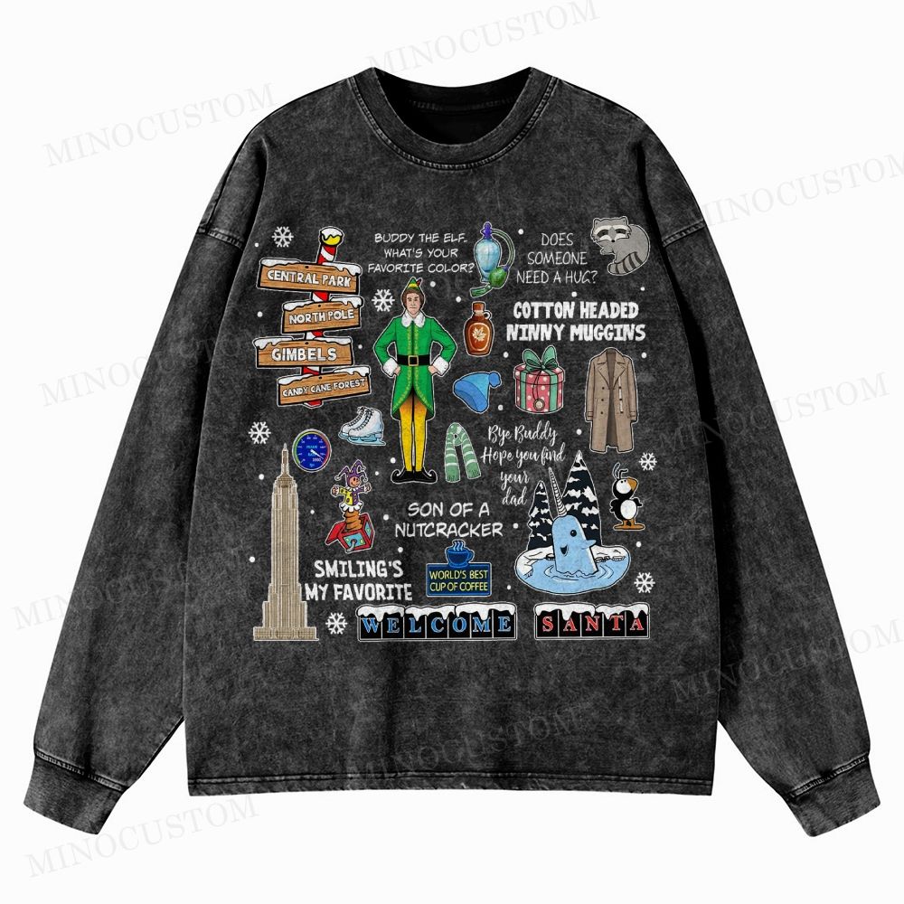 Christmas classic movies from the 90s Washed Long-Sleeved T-Shirt