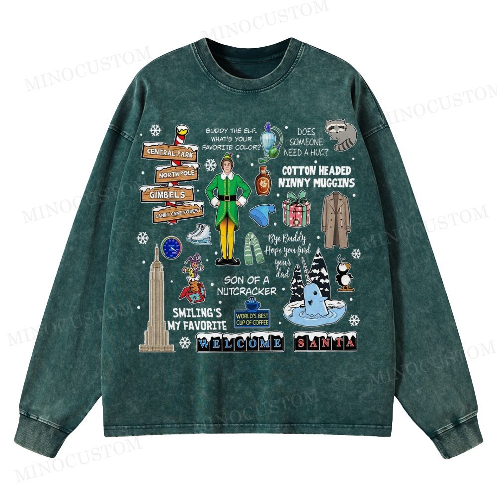 Christmas classic movies from the 90s Washed Long-Sleeved T-Shirt