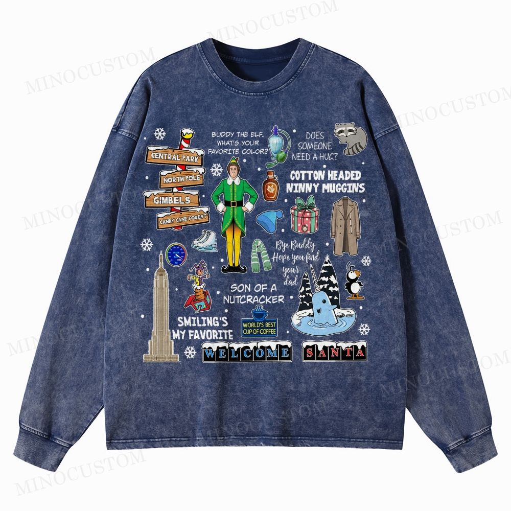 Christmas classic movies from the 90s Washed Long-Sleeved T-Shirt
