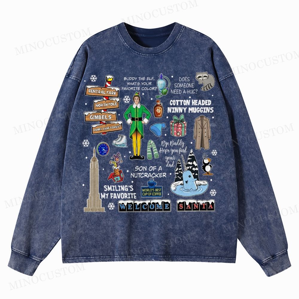 Christmas classic movies from the 90s Washed Long-Sleeved T-Shirt